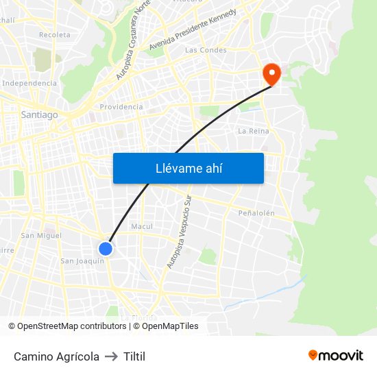 Camino Agrícola to Tiltil map