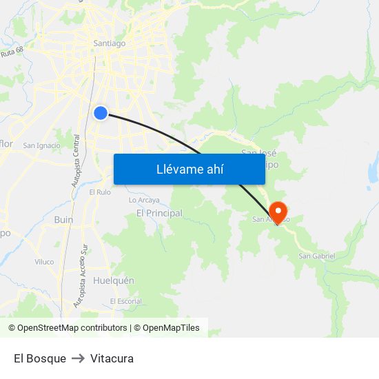 El Bosque to Vitacura map