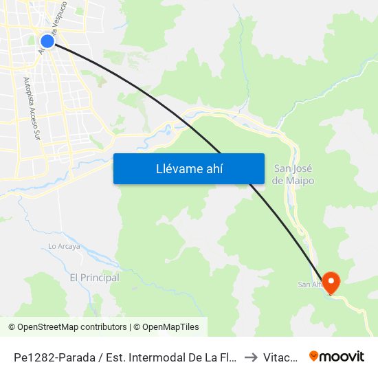Pe1282-Parada / Est. Intermodal De La Florida to Vitacura map