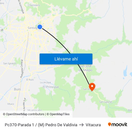 Pc370-Parada 1 / (M) Pedro De Valdivia to Vitacura map