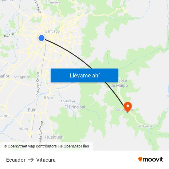 Ecuador to Vitacura map