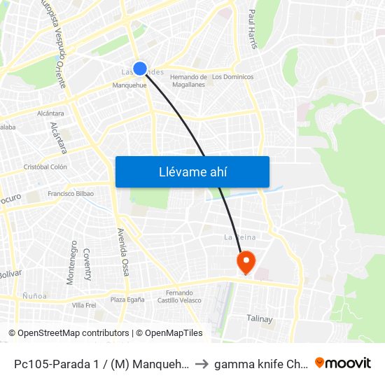 Pc105-Parada 1 / (M) Manquehue to gamma knife Chile map