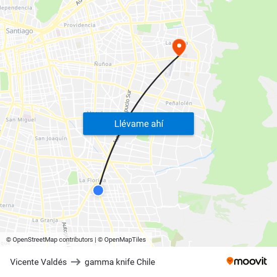 Vicente Valdés to gamma knife Chile map