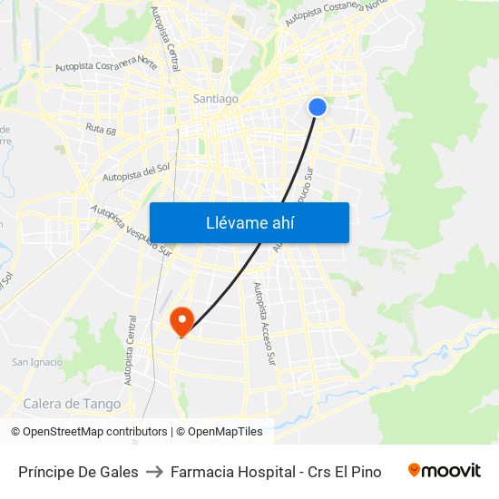 Príncipe De Gales to Farmacia Hospital - Crs El Pino map