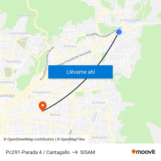 Pc291-Parada 4 / Cantagallo to SISAM map