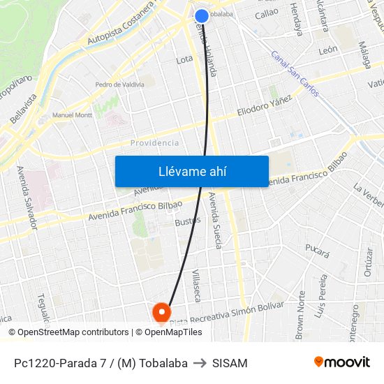 Pc1220-Parada 7 / (M) Tobalaba to SISAM map