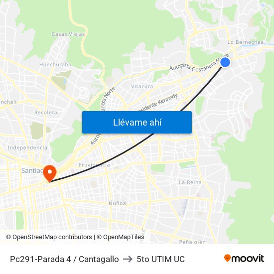 Pc291-Parada 4 / Cantagallo to 5to UTIM UC map