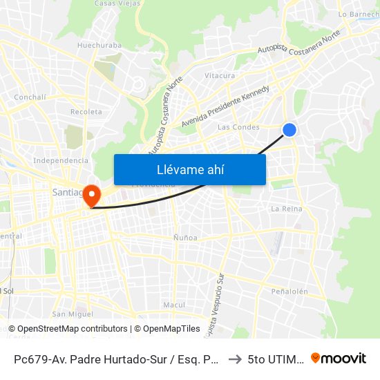 Pc679-Av. Padre Hurtado-Sur / Esq. Patagonia to 5to UTIM UC map