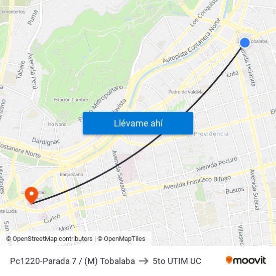 Pc1220-Parada 7 / (M) Tobalaba to 5to UTIM UC map