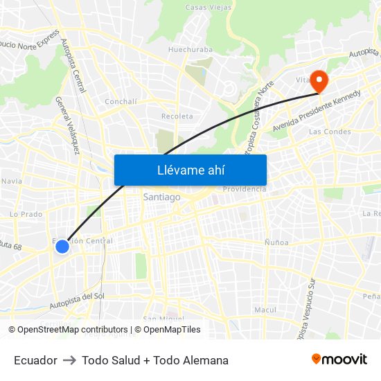 Ecuador to Todo Salud + Todo Alemana map