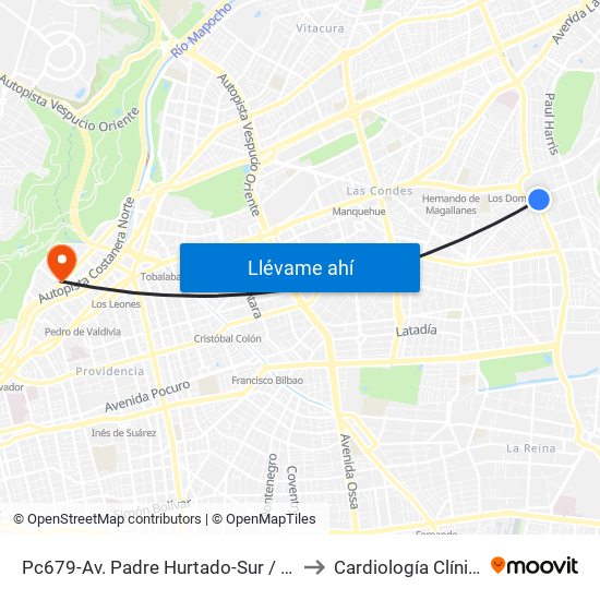 Pc679-Av. Padre Hurtado-Sur / Esq. Patagonia to Cardiología Clínica Indisa map