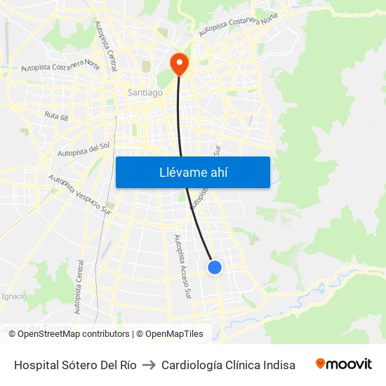Hospital Sótero Del Río to Cardiología Clínica Indisa map