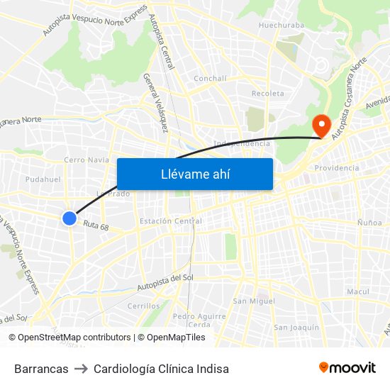 Barrancas to Cardiología Clínica Indisa map