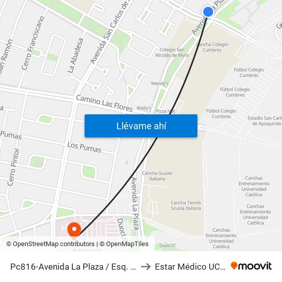 Pc816-Avenida La Plaza / Esq. Rep. De Hondura to Estar Médico UCI/Pabellón map