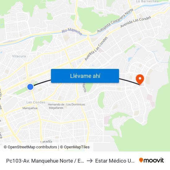 Pc103-Av. Manquehue Norte / Esq. Av. Pdte. Riesco to Estar Médico UCI/Pabellón map