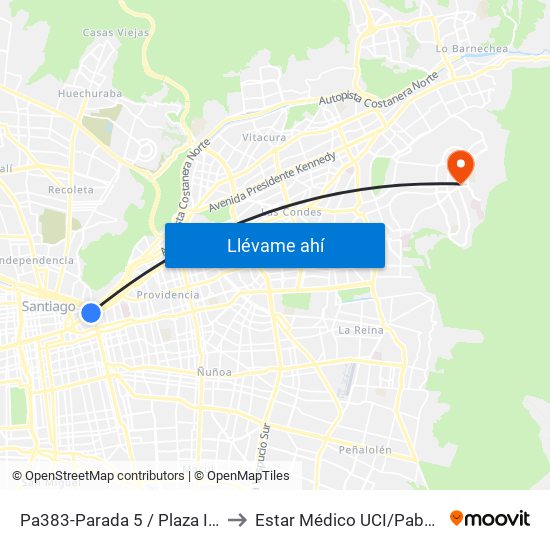 Pa383-Parada 5 / Plaza Italia to Estar Médico UCI/Pabellón map