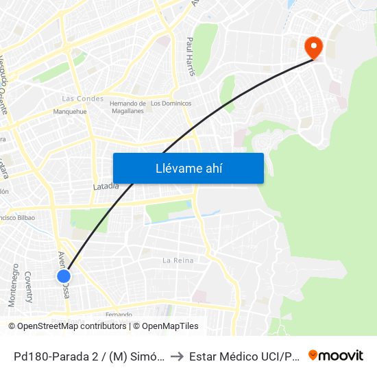 Pd180-Parada 2 / (M) Simón Bolívar to Estar Médico UCI/Pabellón map