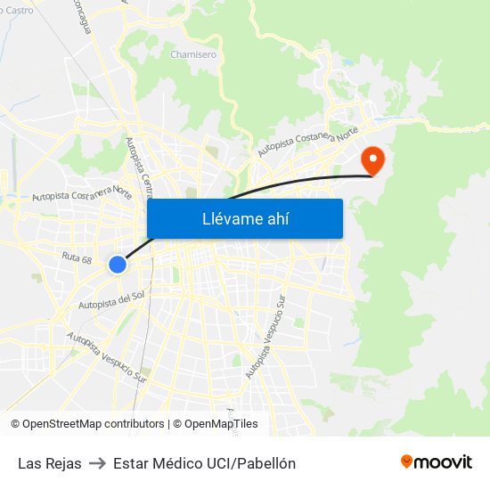 Las Rejas to Estar Médico UCI/Pabellón map