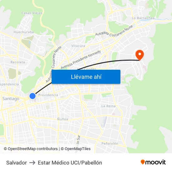 Salvador to Estar Médico UCI/Pabellón map