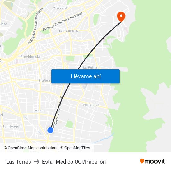 Las Torres to Estar Médico UCI/Pabellón map