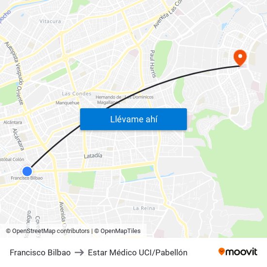 Francisco Bilbao to Estar Médico UCI/Pabellón map