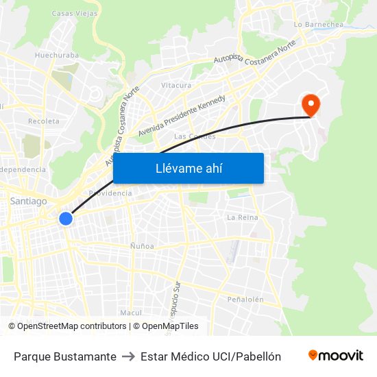 Parque Bustamante to Estar Médico UCI/Pabellón map