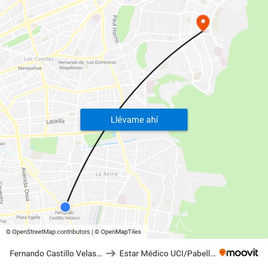 Fernando Castillo Velasco to Estar Médico UCI/Pabellón map