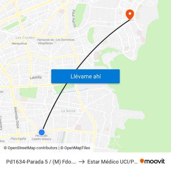 Pd1634-Parada 5 / (M) Fdo.Castillo V. to Estar Médico UCI/Pabellón map