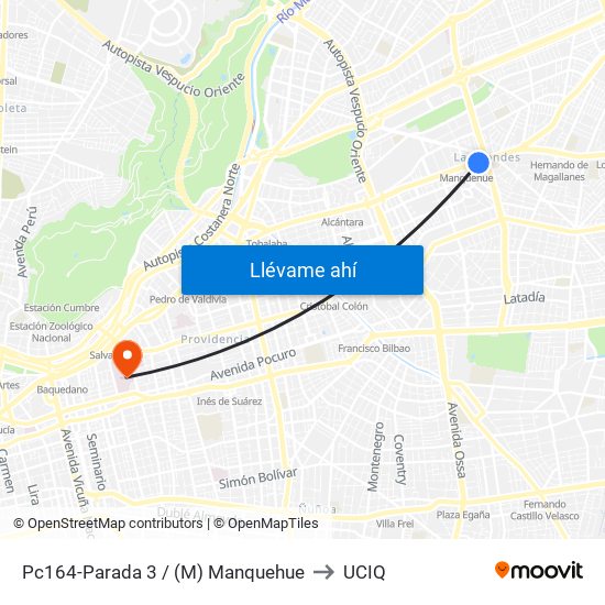 Pc164-Parada 3 / (M) Manquehue to UCIQ map