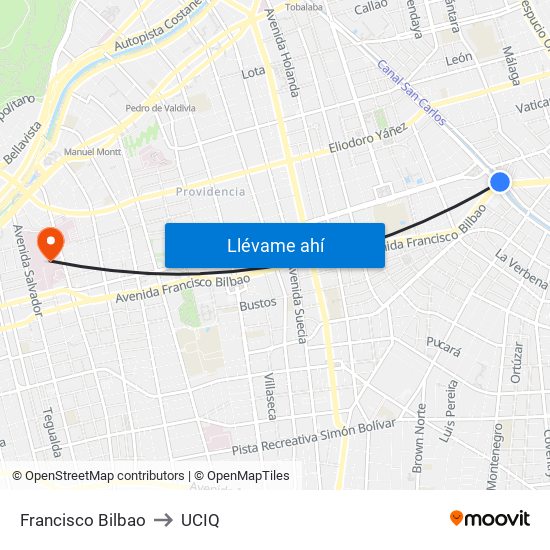 Francisco Bilbao to UCIQ map