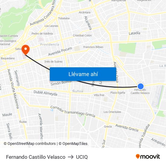 Fernando Castillo Velasco to UCIQ map
