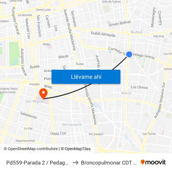 Pd559-Parada 2 / Pedagógico to Broncopulmonar CDT HBLT map