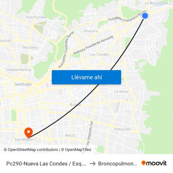 Pc290-Nueva Las Condes / Esq. Sn. Francisco De Asís to Broncopulmonar CDT HBLT map