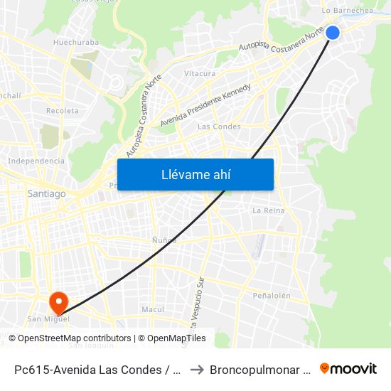 Pc615-Avenida Las Condes / Esq. La Cabaña to Broncopulmonar CDT HBLT map