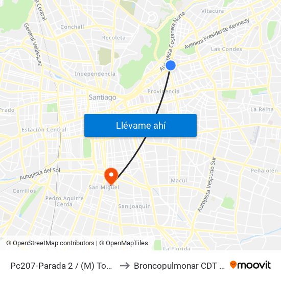 Pc207-Parada 2 / (M) Tobalaba to Broncopulmonar CDT HBLT map