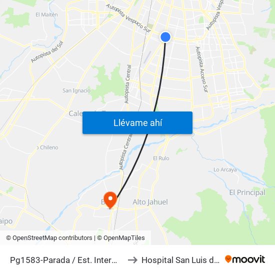 Pg1583-Parada / Est. Intermodal La Cisterna to Hospital San Luis de Buin-Paine map