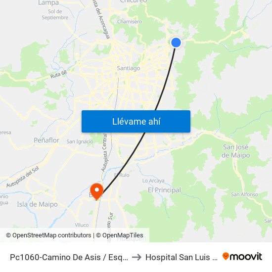 Pc1060-Camino De Asis / Esq. Escrivá De Balaguer to Hospital San Luis de Buin-Paine map