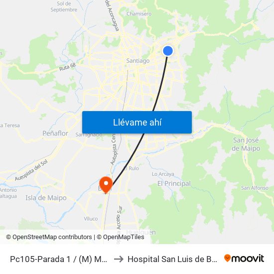 Pc105-Parada 1 / (M) Manquehue to Hospital San Luis de Buin-Paine map