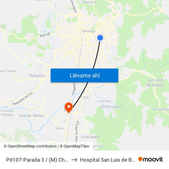 Pd107-Parada 3 / (M) Chile España to Hospital San Luis de Buin-Paine map