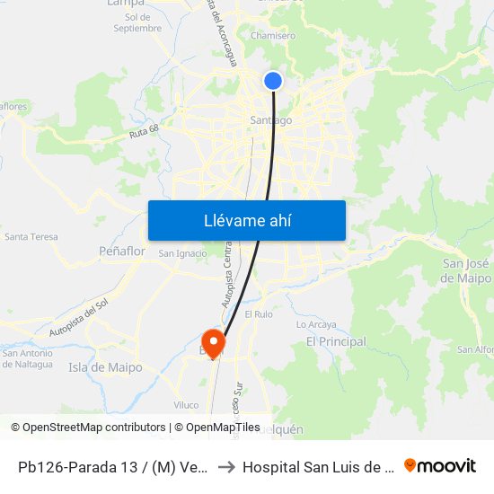 Pb126-Parada 13 / (M) Vespucio Norte to Hospital San Luis de Buin-Paine map