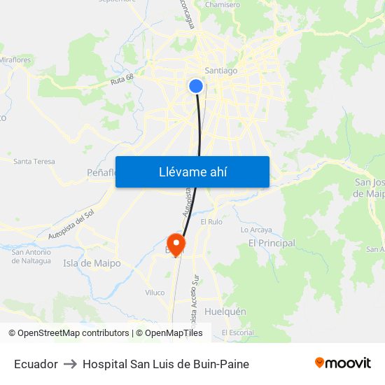 Ecuador to Hospital San Luis de Buin-Paine map