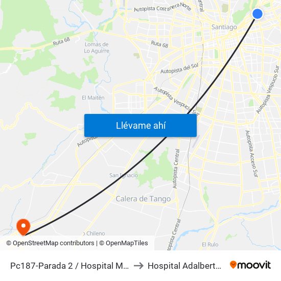 Pc187-Parada 2 / Hospital Metropolitano to Hospital Adalberto Steeger map