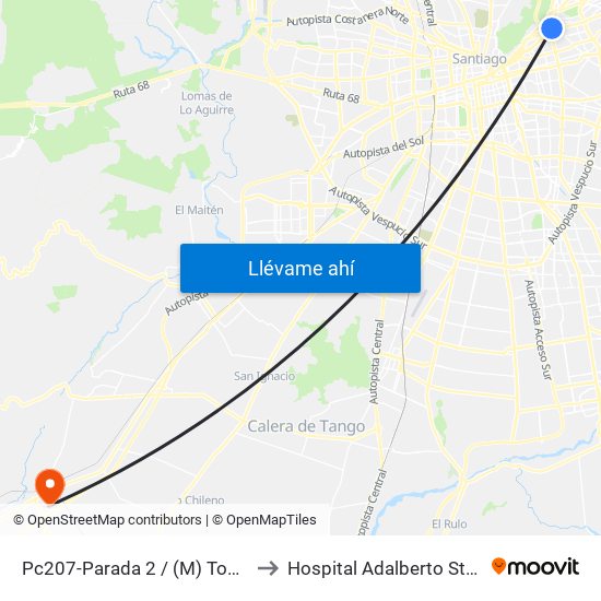 Pc207-Parada 2 / (M) Tobalaba to Hospital Adalberto Steeger map