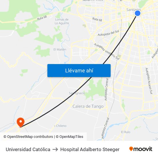 Universidad Católica to Hospital Adalberto Steeger map