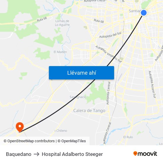 Baquedano to Hospital Adalberto Steeger map
