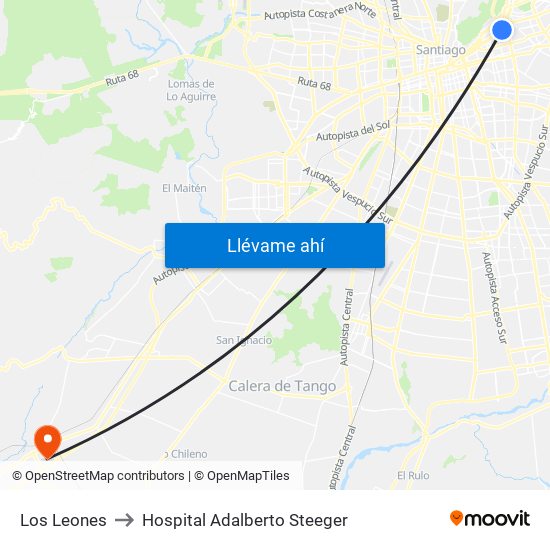 Los Leones to Hospital Adalberto Steeger map