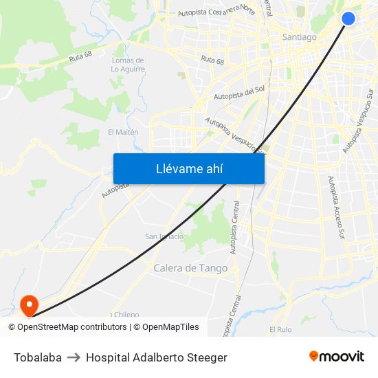 Tobalaba to Hospital Adalberto Steeger map