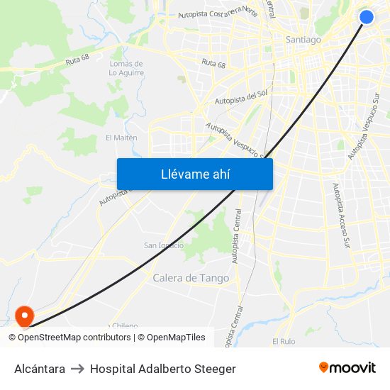 Alcántara to Hospital Adalberto Steeger map