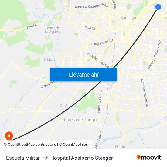 Escuela Militar to Hospital Adalberto Steeger map