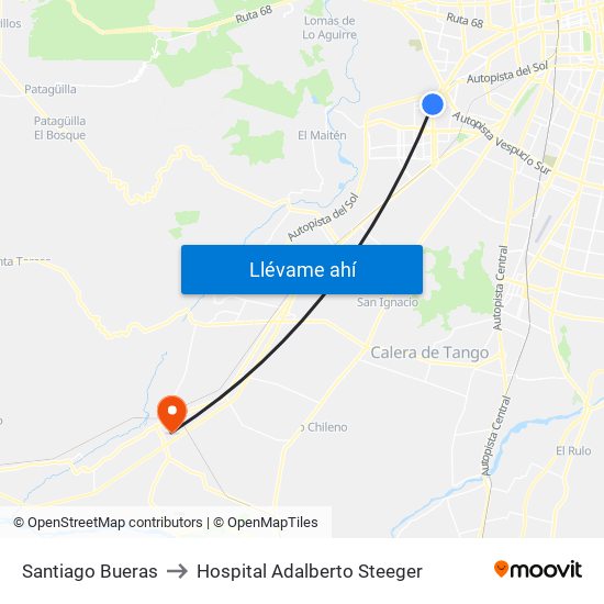 Santiago Bueras to Hospital Adalberto Steeger map